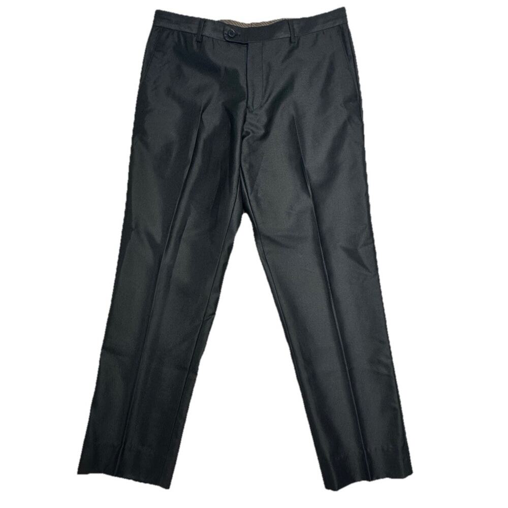Profile Black Mens Dress Pants Size 34 Shiny Black Business Formal